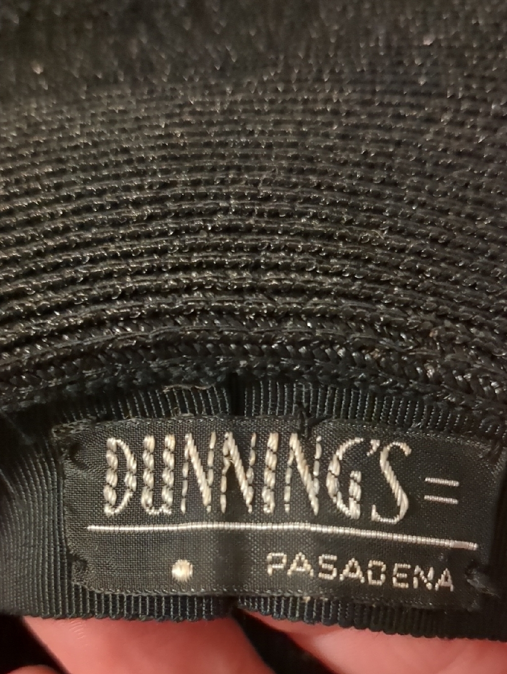Vintage 50s Black Straw Picture Hat w/ Grosgrain Ribbon From Dunnings Pasadena - Picture 9 of 9